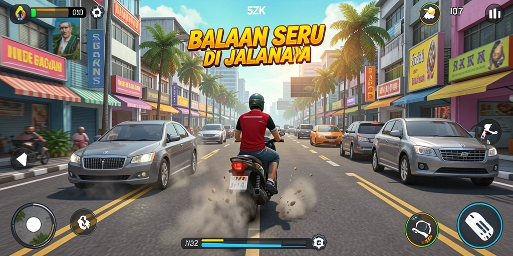Gameplay balapan yang seru dan mendebarkan di 5ZK.