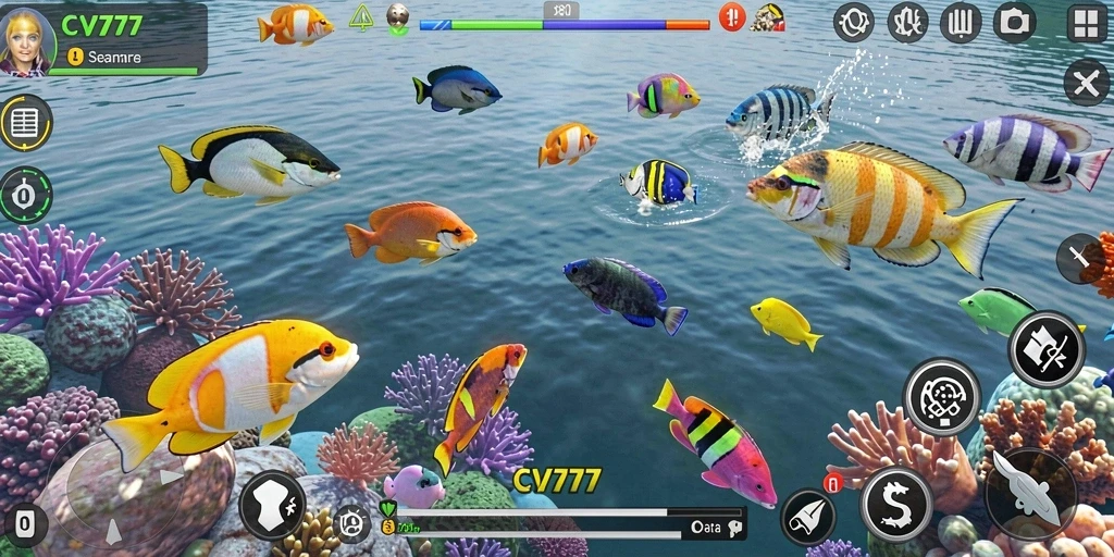 Tampilan gameplay seru saat berburu ikan di CV777.