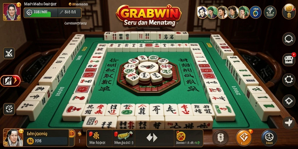 Tampilan menarik dari gameplay Mahjong di GRABWIN.