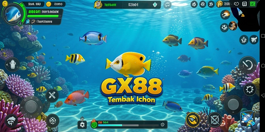 Screenshot gameplay GX88 menampilkan aksi seru menembak ikan.