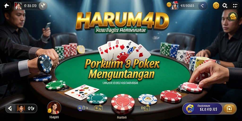 Tampilan gameplay seru di HARUM4D dengan pemain bersaing di meja poker.