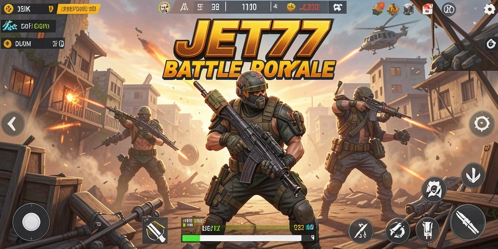Gameplay JET77 yang kuat dalam mode Battle Royale.
