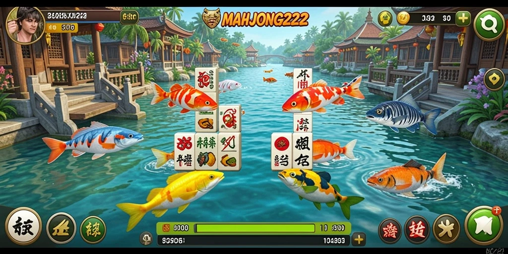 Tampilan gameplay seru dalam MAHJONG222 yang menampilkan aksi Tembak Ikan.