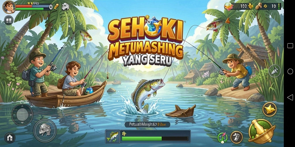 Tampilan gameplay <strong>SEHOKI</strong> yang menakjubkan saat memancing.
