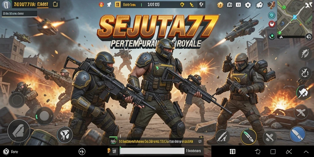 Screenshot gameplay SEJUTA77 yang menampilkan aksi Battle Royale yang memukau.