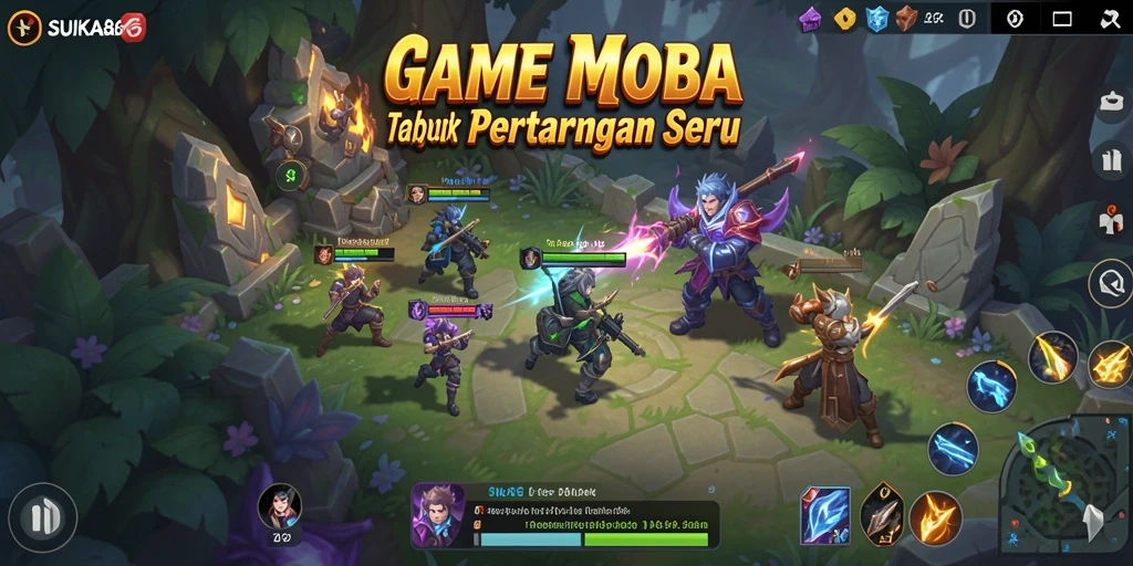 Screenshot menampilkan pertarungan intens dalam gameplay MOBA.