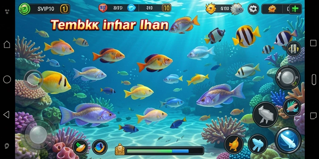 Screenshot gameplay SVIP10 menampilkan aksi menembak ikan yang seru.