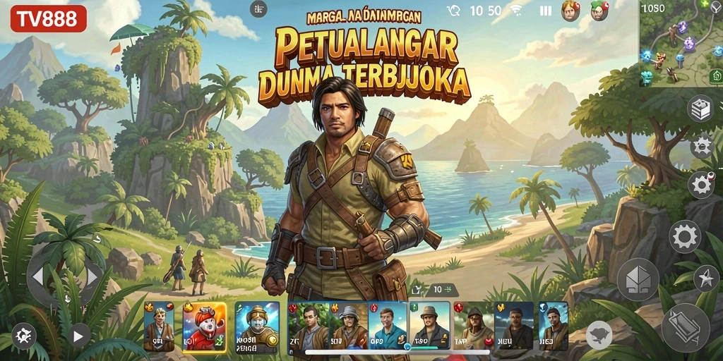 Screenshot gameplay TV888 menampilkan eksplorasi dunia yang luas dan interaktif.
