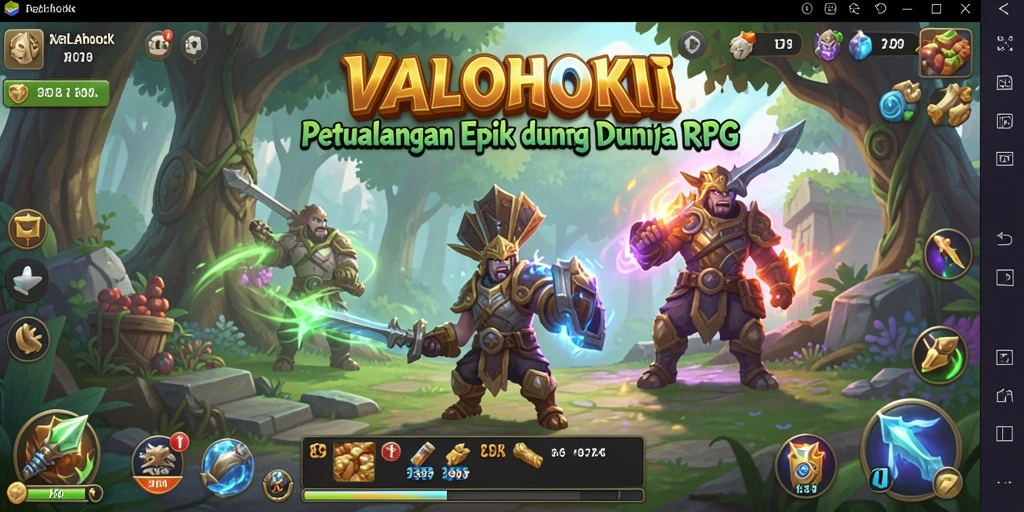 Screenshot dari gameplay <strong>VALOHOKI</strong> menampilkan pertempuran seru di dunia fantasi.