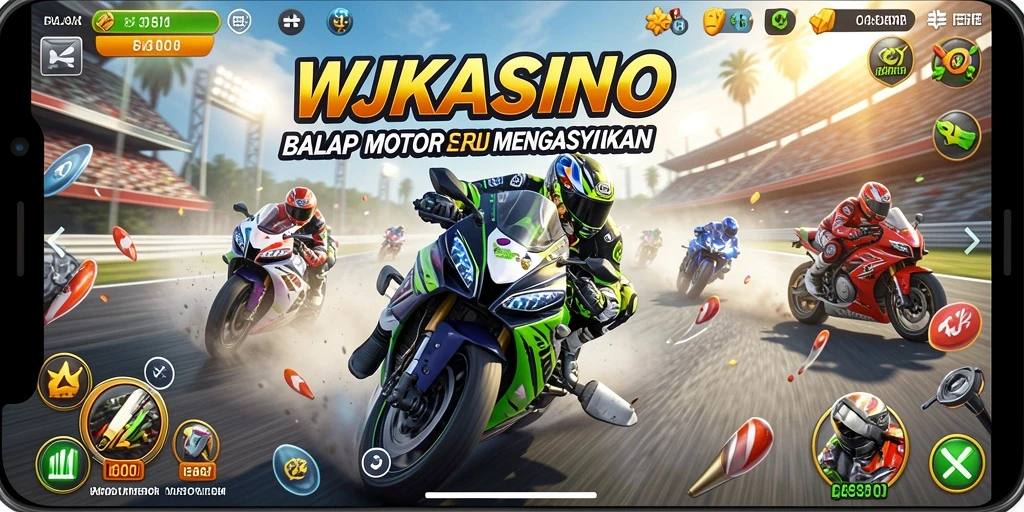 Tampilan seru gameplay balap motor di WJKASINO.